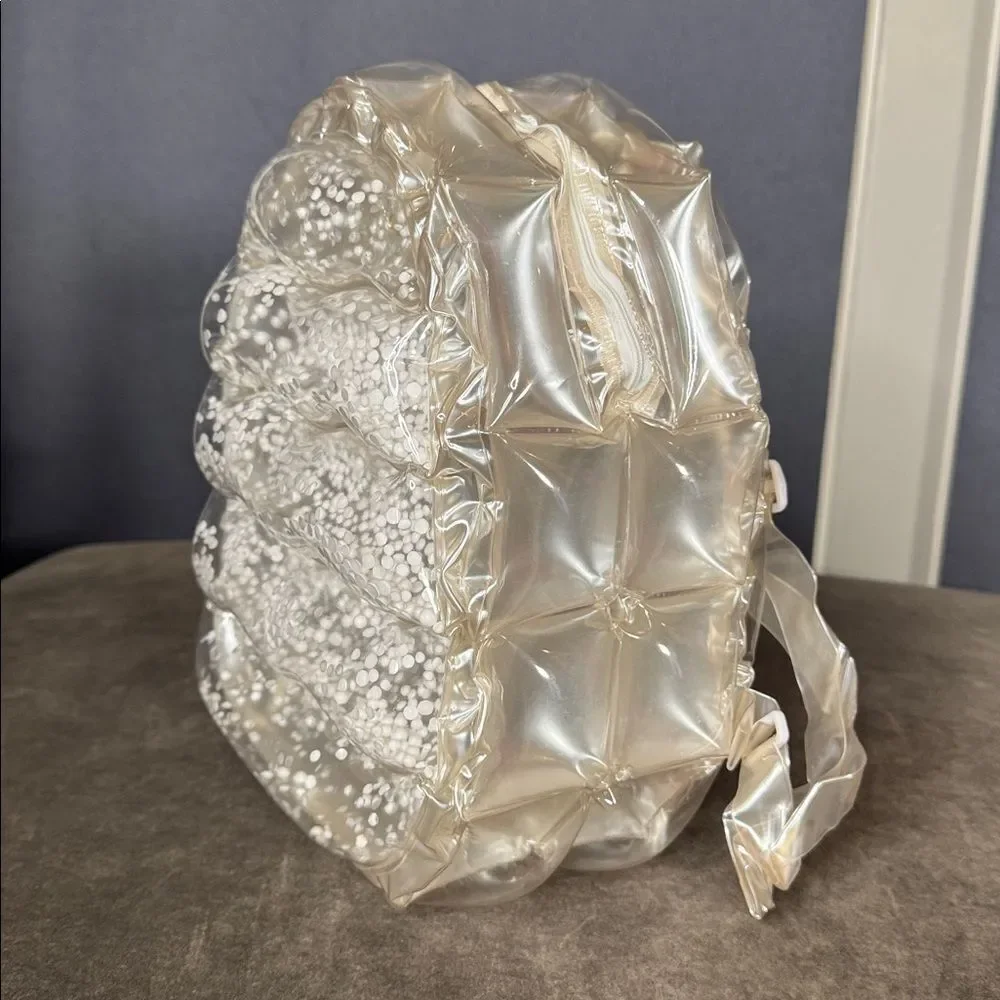 White/Silver Inflatable 90’s Retro Bubble BackPack Foam Ball One Size VINTAGE